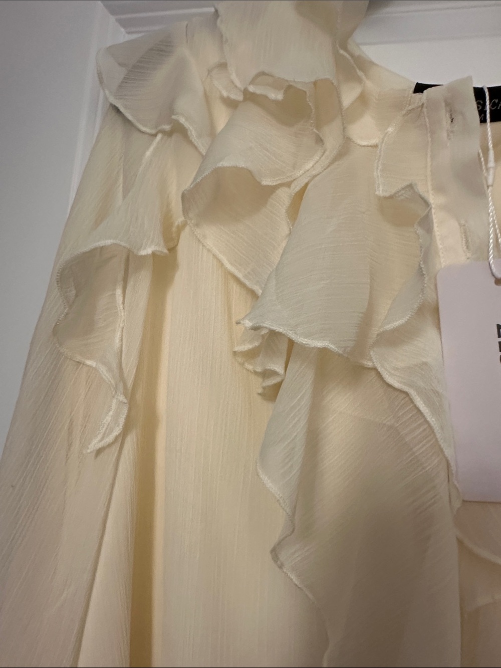 Cream Ruffle Long-Sleeve Blouse - Picture 3 of 5